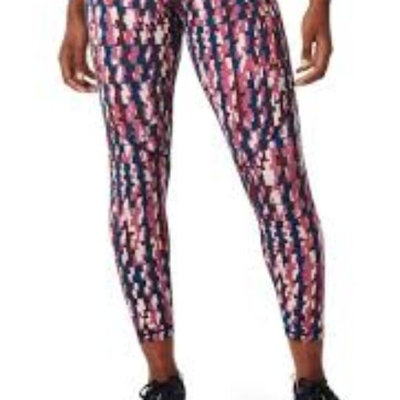 SWEATY BETTY POWER POCKET WORKOUT WOMEN LEGGINGS IN PINK CHECK PRINT SIZE US 4 - Picture 2 of 7